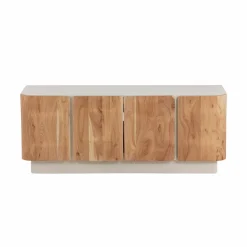 Made in Meubles Buffet en bois de manguier blanchi et portes en acacia Mary