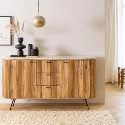 Made in Meubles Buffet en bois de manguier et terrazzo Ambrine