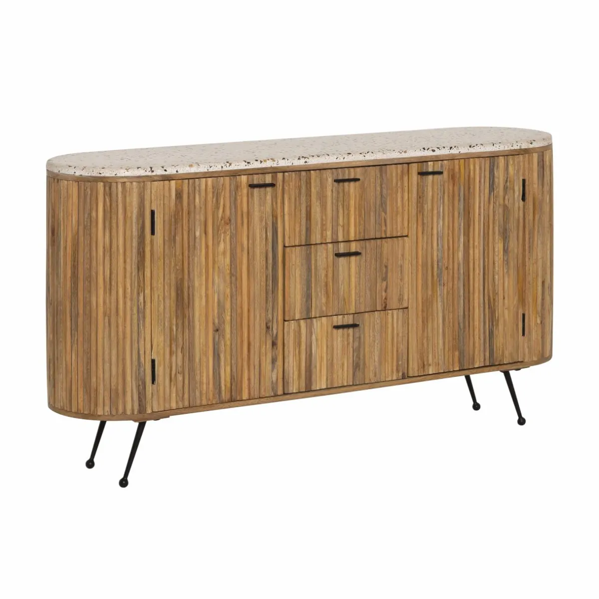 Made in Meubles Buffet en bois de manguier et terrazzo Ambrine