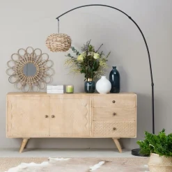 Made in Meubles Buffet en bois de manguier blanchi Kamila