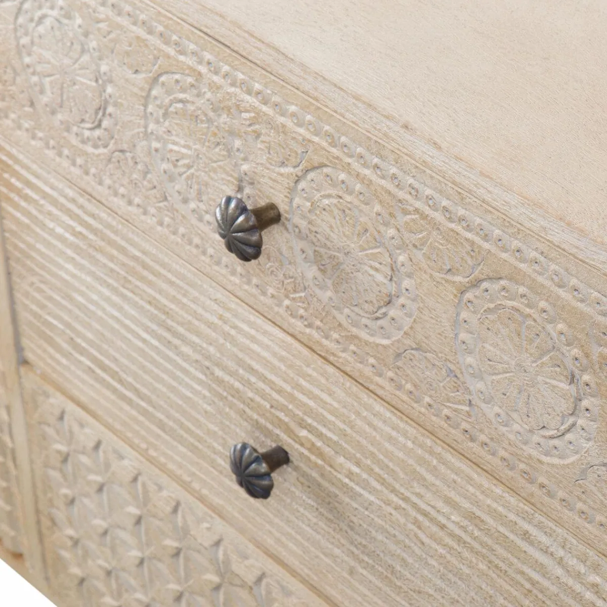 Made in Meubles Buffet en bois de manguier blanchi Kamila