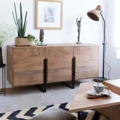 Made in Meubles Buffet en bois de manguier et métal Eglantine