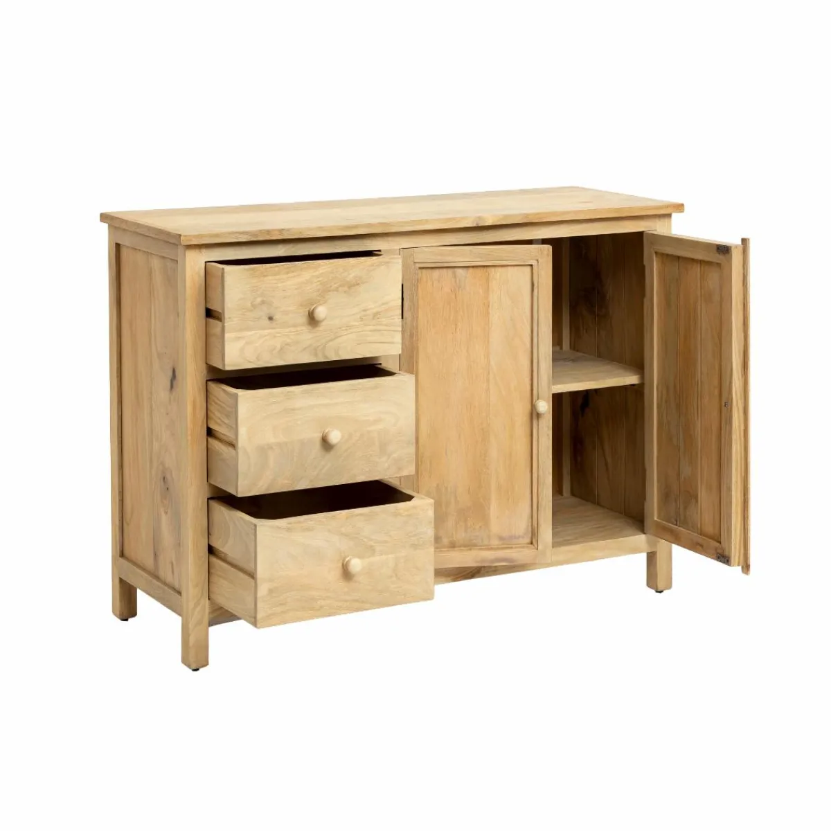 Made in Meubles Buffet en bois de manguier blanchi Ronan