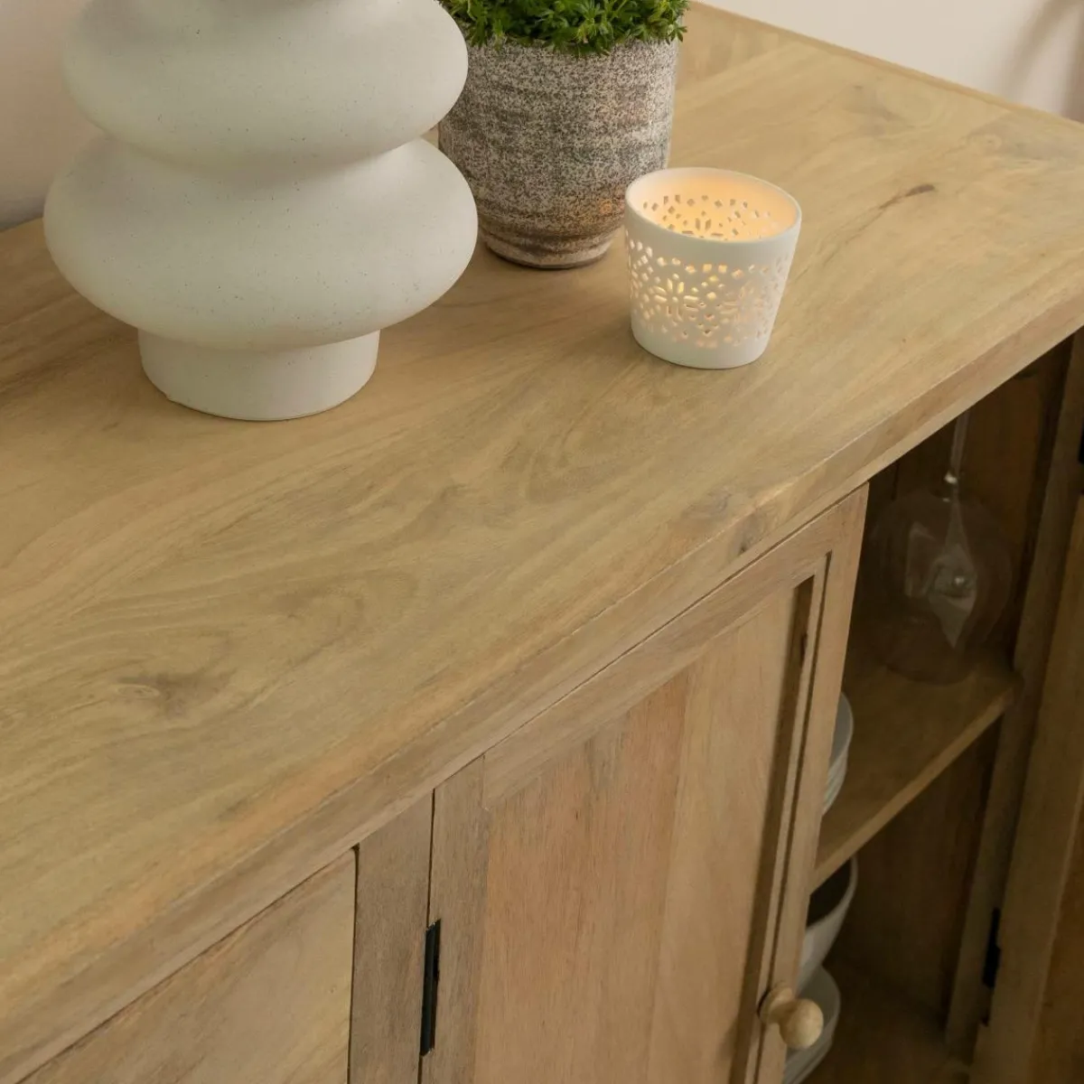 Made in Meubles Buffet en bois de manguier blanchi Ronan