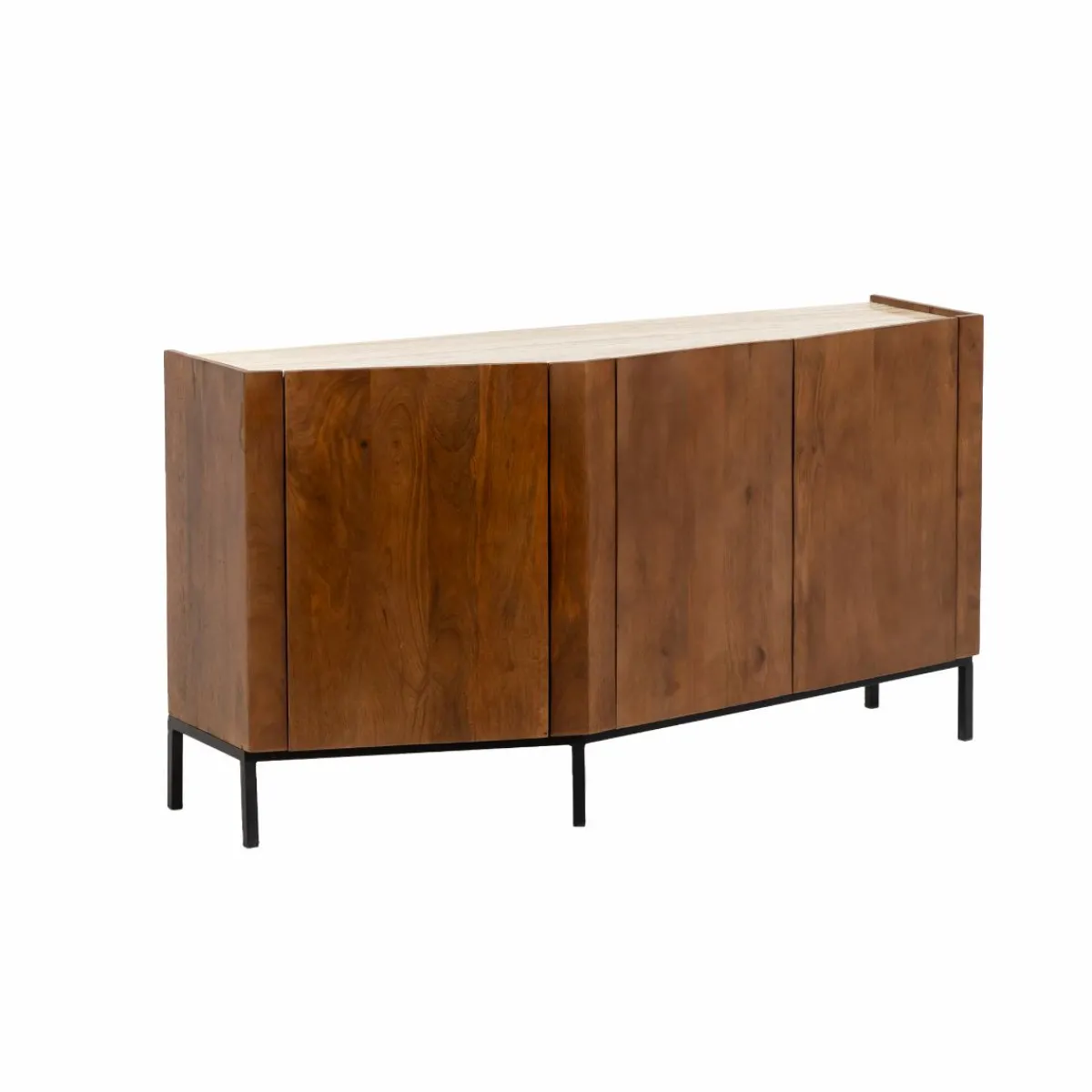 Made in Meubles Buffet en bois de manguier et travertin Azure