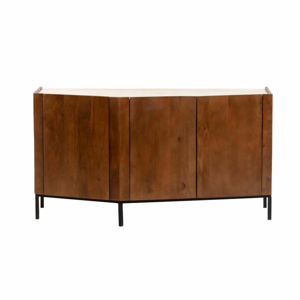 Made in Meubles Buffet en bois de manguier et travertin Azure