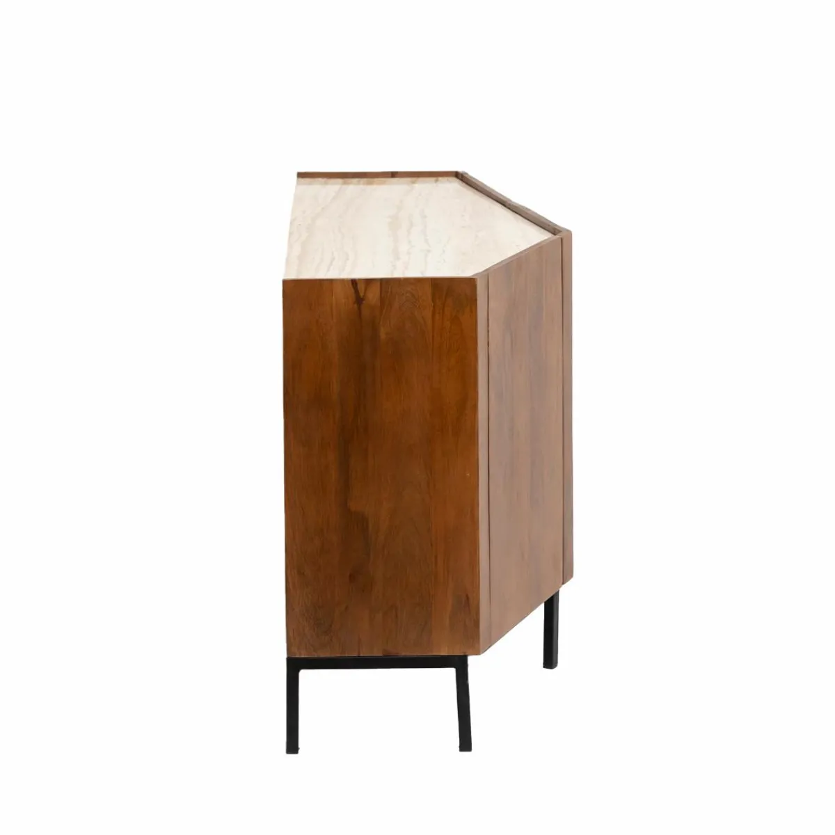 Made in Meubles Buffet en bois de manguier et travertin Azure