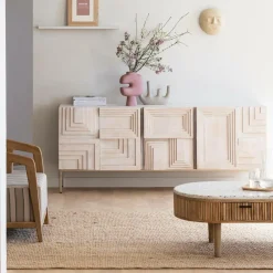 Made in Meubles Buffet en bois de manguier blanchi Tristan