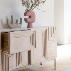 Made in Meubles Buffet en bois de manguier blanchi Tristan