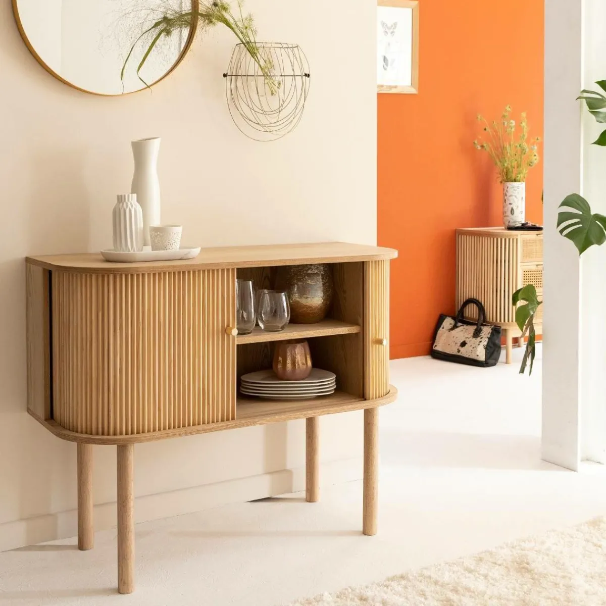Made in Meubles Buffet en bois de pin clair Colin