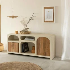 Made in Meubles Buffet en bois effet béton et bois d'acacia Dalva
