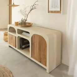 Made in Meubles Buffet en bois effet béton et bois d'acacia Dalva