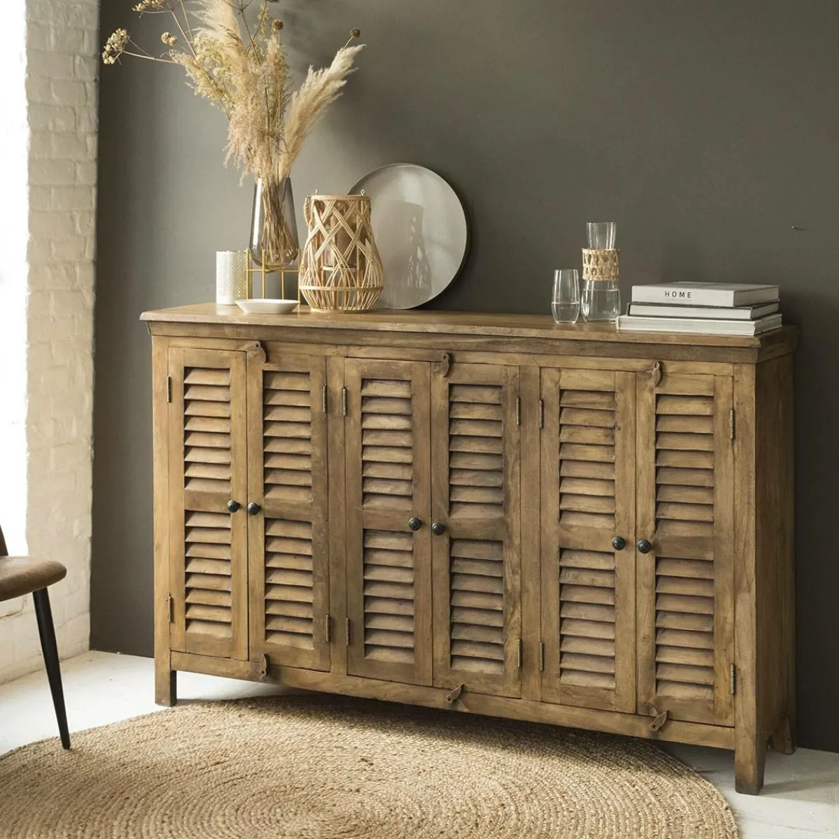 Made in Meubles Buffet en bois recyclé 6 portes Aubin