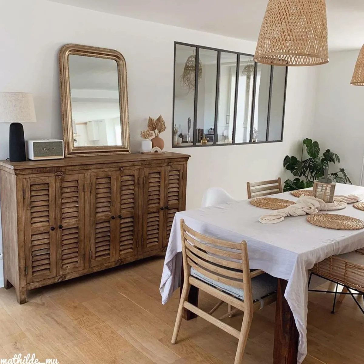 Made in Meubles Buffet en bois recyclé 6 portes Aubin