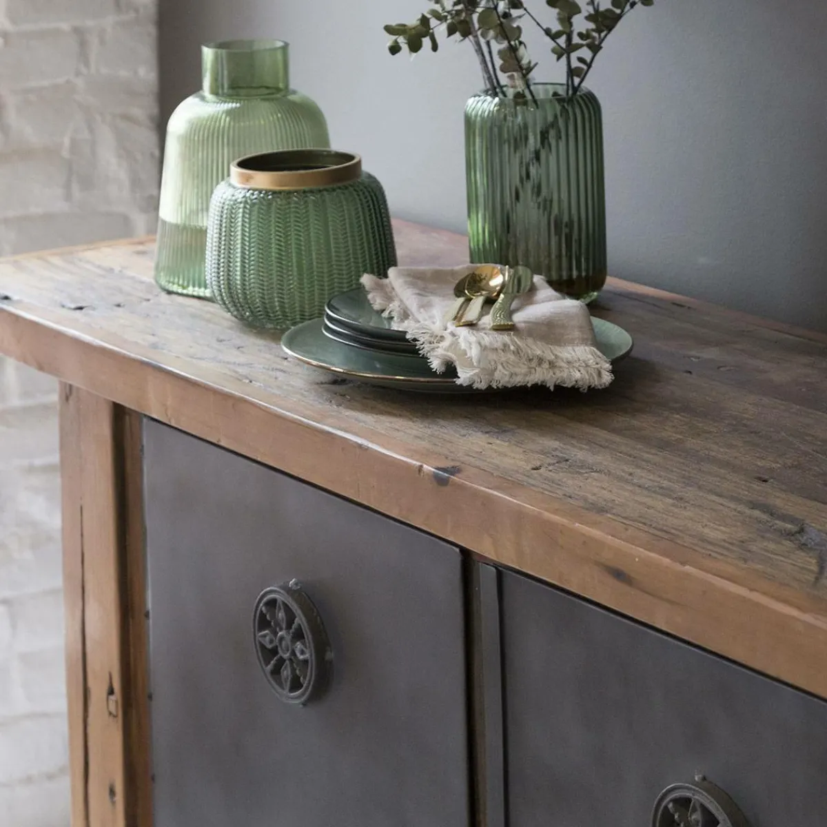 Made in Meubles Buffet en bois recyclé et métal Hector