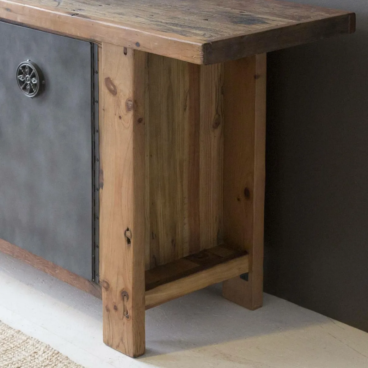 Made in Meubles Buffet en bois recyclé et métal Hector