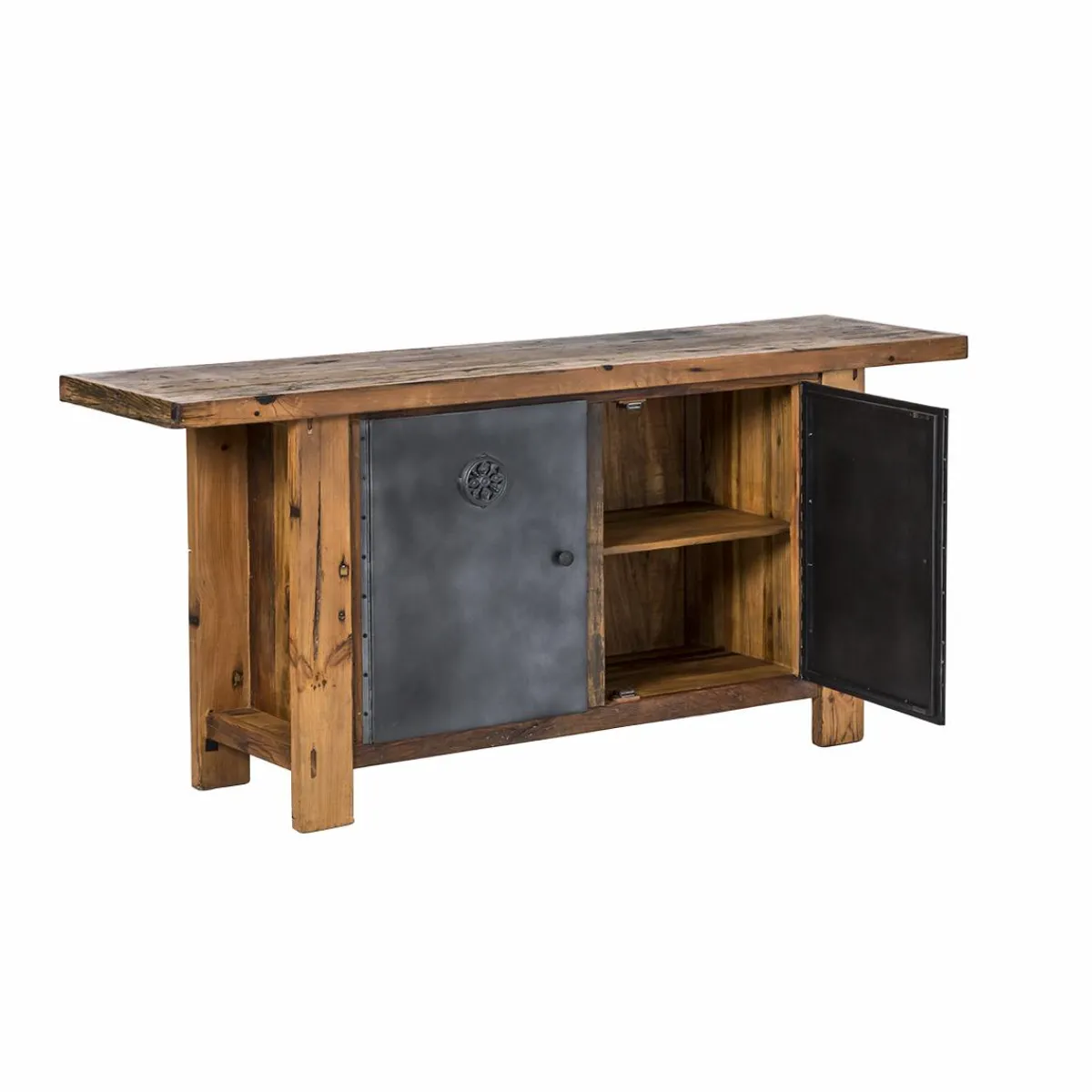 Made in Meubles Buffet en bois recyclé et métal Hector