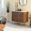 Made in Meubles Buffet en marbre et bois de manguier Sienne