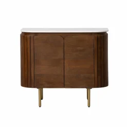 Made in Meubles Buffet en marbre et bois de manguier Sienne