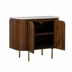 Made in Meubles Buffet en marbre et bois de manguier Sienne