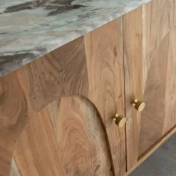 Made in Meubles Buffet en marbre et bois d'acacia Calix