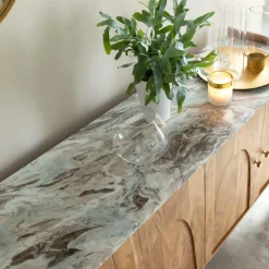 Made in Meubles Buffet en marbre et bois d'acacia Calix