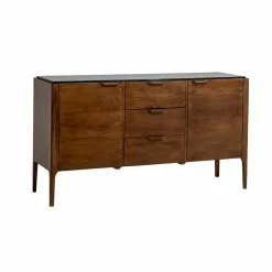 Made in Meubles Buffet en marbre noir et bois de manguier Roch