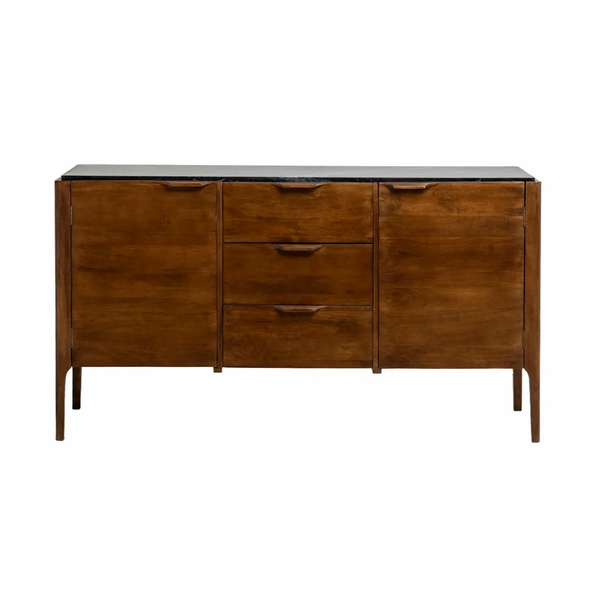 Made in Meubles Buffet en marbre noir et bois de manguier Roch