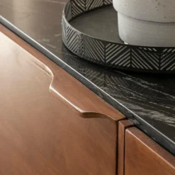 Made in Meubles Buffet en marbre noir et bois de manguier Roch
