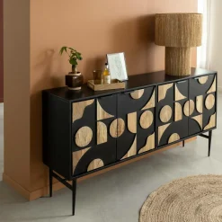Made in Meubles Buffet en métal et bois de manguier Metinna