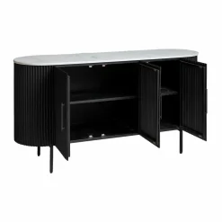 Made in Meubles Buffet en métal et marbre blanc Mona