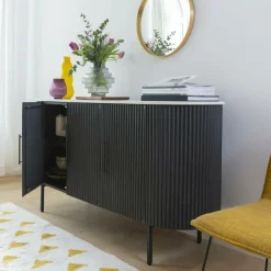 Made in Meubles Buffet en métal et marbre blanc Mona