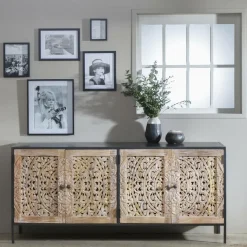 Made in Meubles Buffet enfilade en bois de manguier blanchi Lila