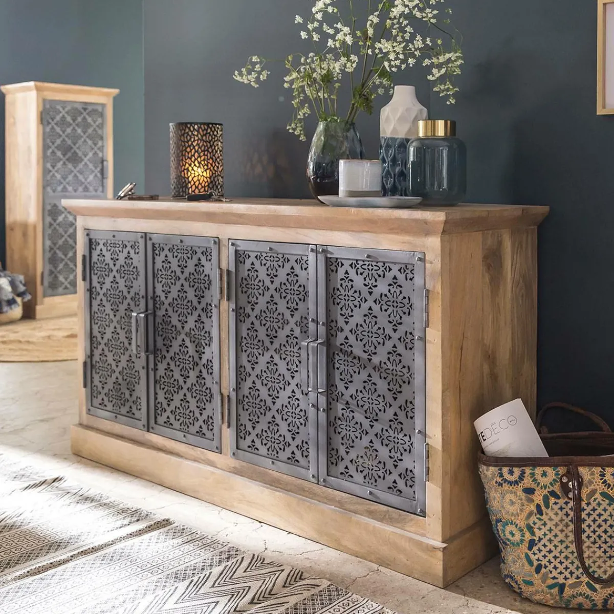 Made in Meubles Buffet enfilade en bois de manguier Sahara