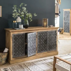 Made in Meubles Buffet enfilade en bois de manguier Sahara