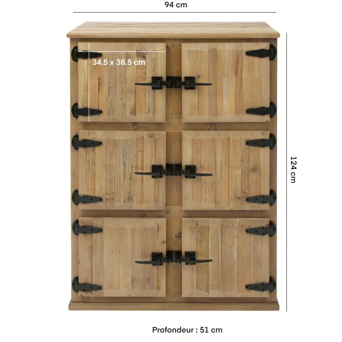 Made in Meubles Buffet haut 6 portes Champêtre