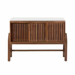 Made in Meubles Buffet haut en bois d'acacia et terrazzo Kaelis