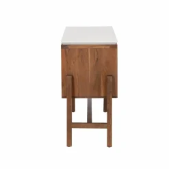 Made in Meubles Buffet haut en bois d'acacia et terrazzo Kaelis