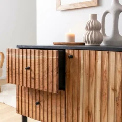 Made in Meubles Buffet haut en bois d'acacia et métal Pippa