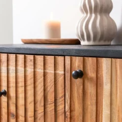 Made in Meubles Buffet haut en bois d'acacia et métal Pippa