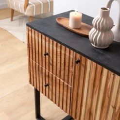 Made in Meubles Buffet haut en bois d'acacia et métal Pippa
