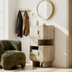 Made in Meubles Buffet haut en bois de manguier clair Yoni