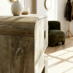 Made in Meubles Buffet haut en bois de manguier clair Yoni