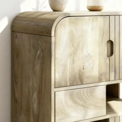 Made in Meubles Buffet haut en bois de manguier clair Yoni