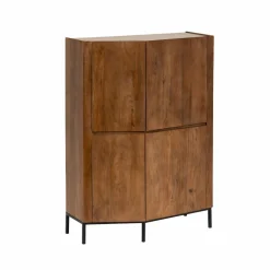 Made in Meubles Buffet haut en bois de manguier et travertin Azure