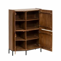 Made in Meubles Buffet haut en bois de manguier et travertin Azure