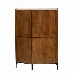 Made in Meubles Buffet haut en bois de manguier et travertin Azure