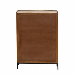 Made in Meubles Buffet haut en bois de manguier et travertin Azure