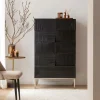 Made in Meubles Buffet haut en bois de manguier noir Tristan