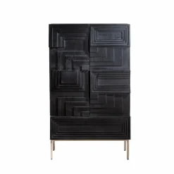 Made in Meubles Buffet haut en bois de manguier noir Tristan